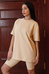 Oversized Tonal Back Print T- Shirt - Lemon